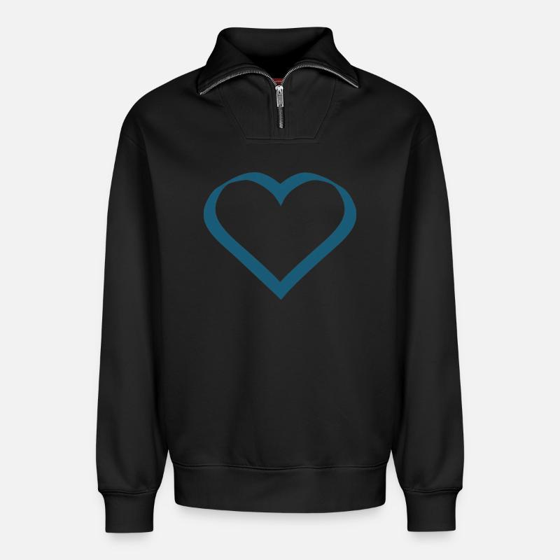 Saint-Valentin, Saint-Valentin, Saint-Valentin - Sweat unisexe décontracté en coton biologique à demi-zip – de SPREAD - noir