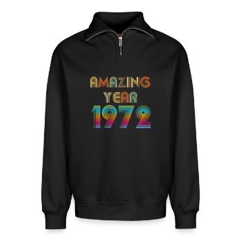 Amazing YEAR 1972 - Sweat unisexe décontracté en coton biologique à demi-zip – de SPREAD - noir - Devant