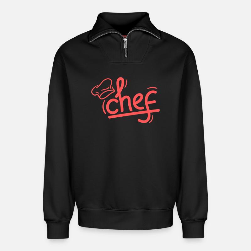 Red Chef Sketch Elegant - Relaxed Unisex Organic Half Zip Sweatshirt – von SPREAD - Schwarz