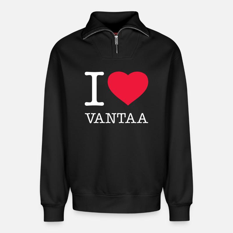 J’ADORE VANTAA - Sweat unisexe décontracté en coton biologique à demi-zip – de SPREAD - noir