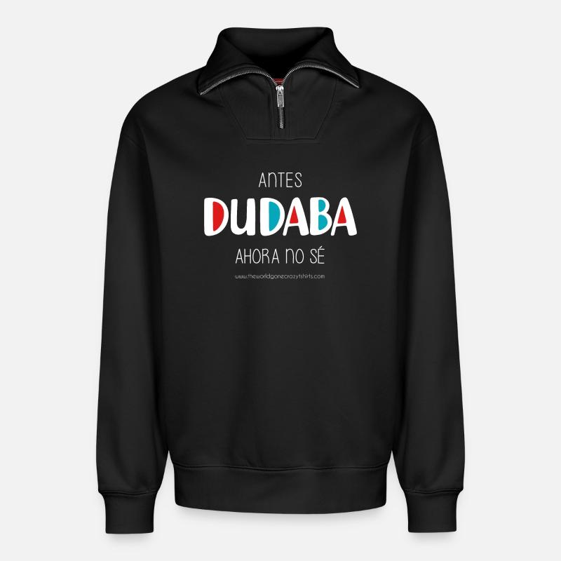 J’avais l’habitude de douter (sombre) - Sweat unisexe décontracté en coton biologique à demi-zip – de SPREAD - noir