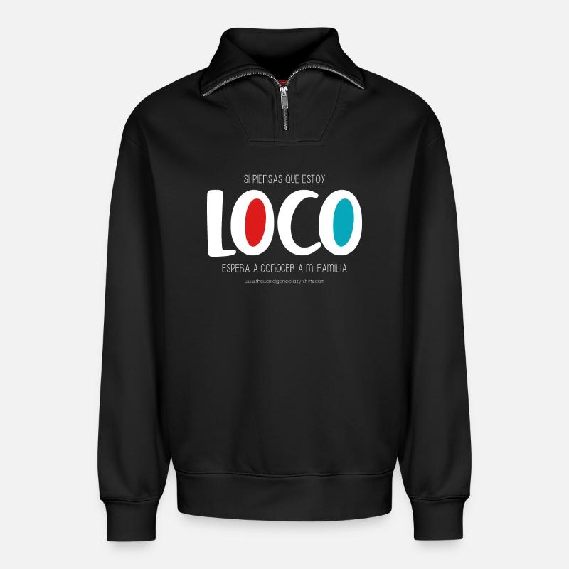 Ich bin verrückt (dunkel) - Relaxed Unisex Organic Half Zip Sweatshirt – von SPREAD - Schwarz