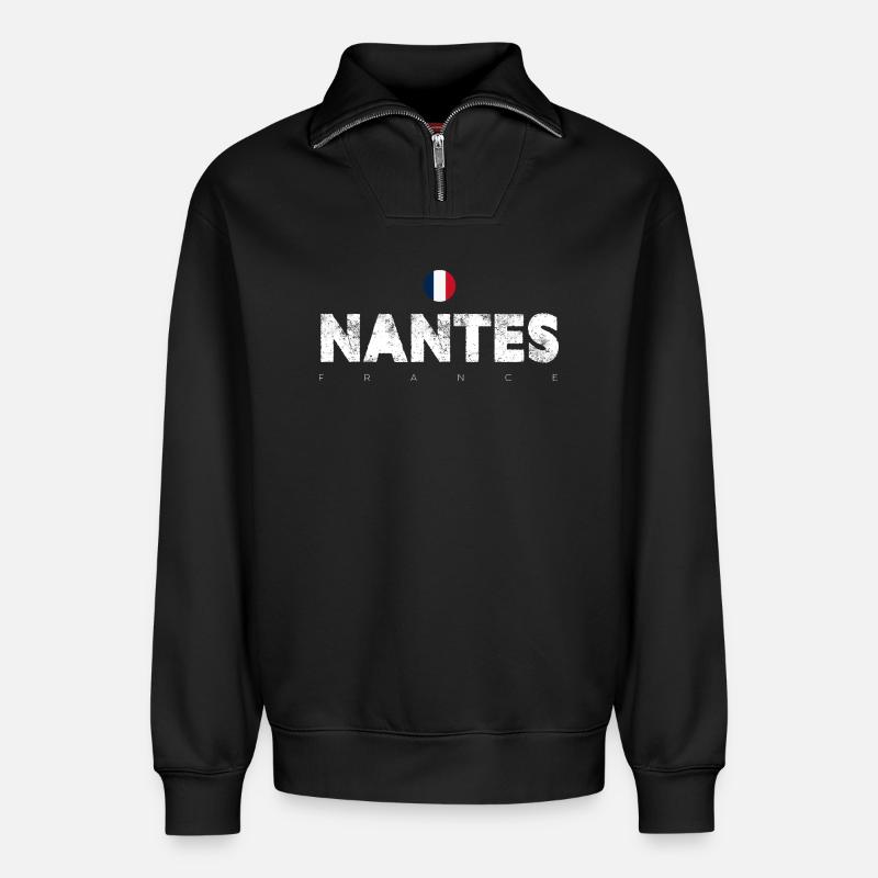 Nantes - Relaxed Unisex Organic Half Zip Sweatshirt – von SPREAD - Schwarz