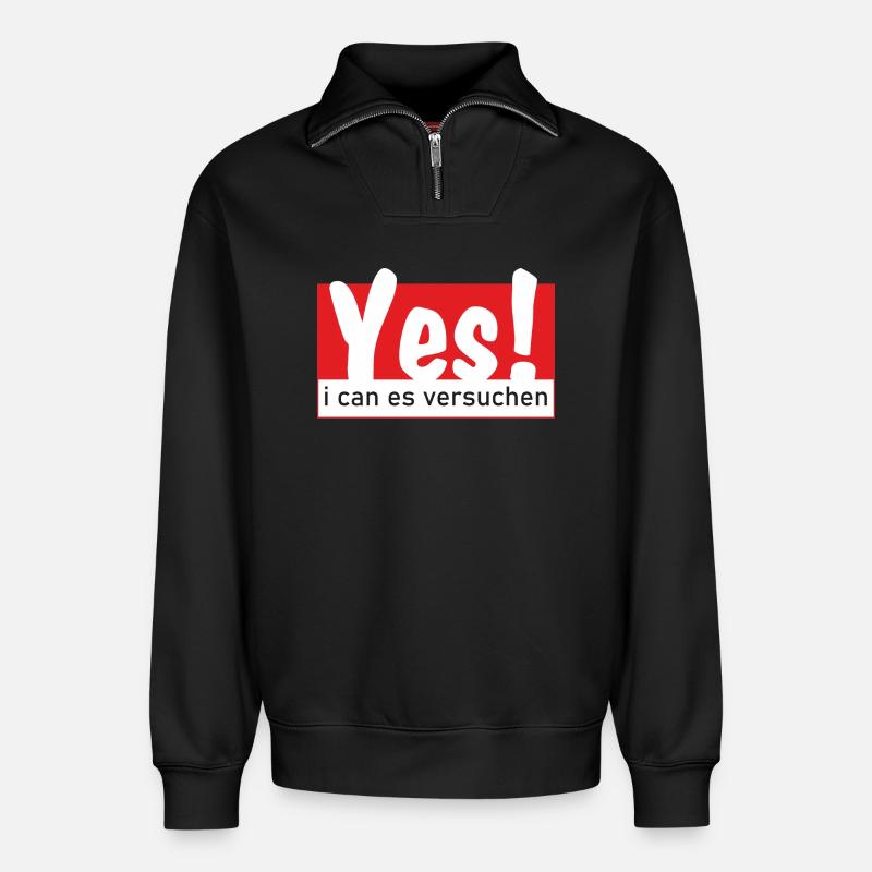 Yes i can es versuchen - Relaxed Unisex Organic Half Zip Sweatshirt – von SPREAD - Schwarz