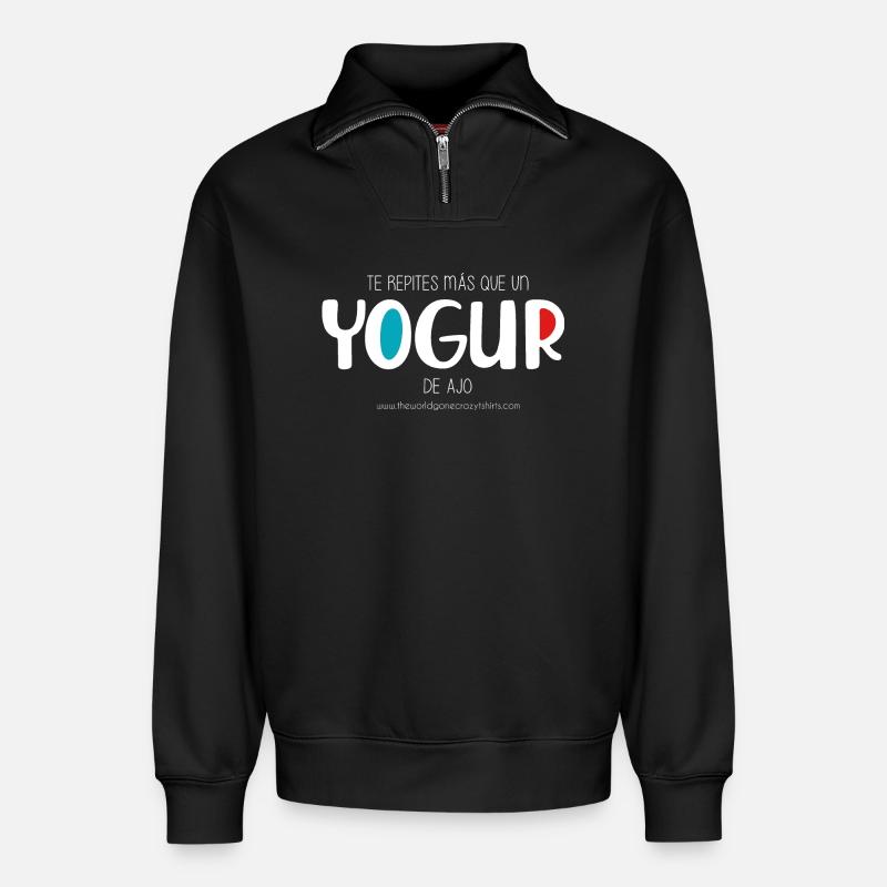 Knoblauchjoghurt (dunkel) - Relaxed Unisex Organic Half Zip Sweatshirt – von SPREAD - Schwarz