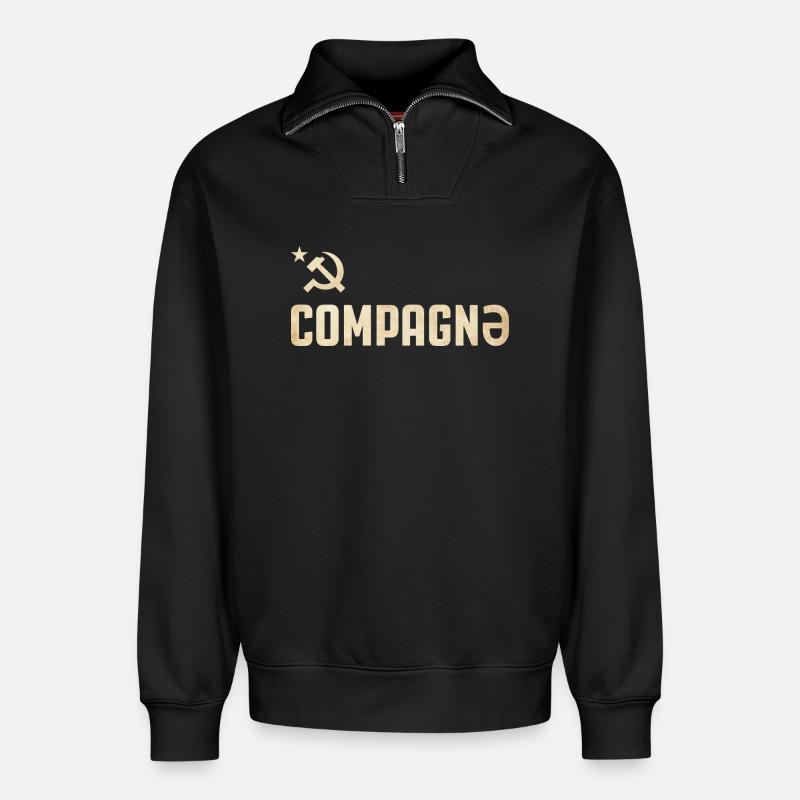 Compagnons - Sweat unisexe décontracté en coton biologique à demi-zip – de SPREAD - noir