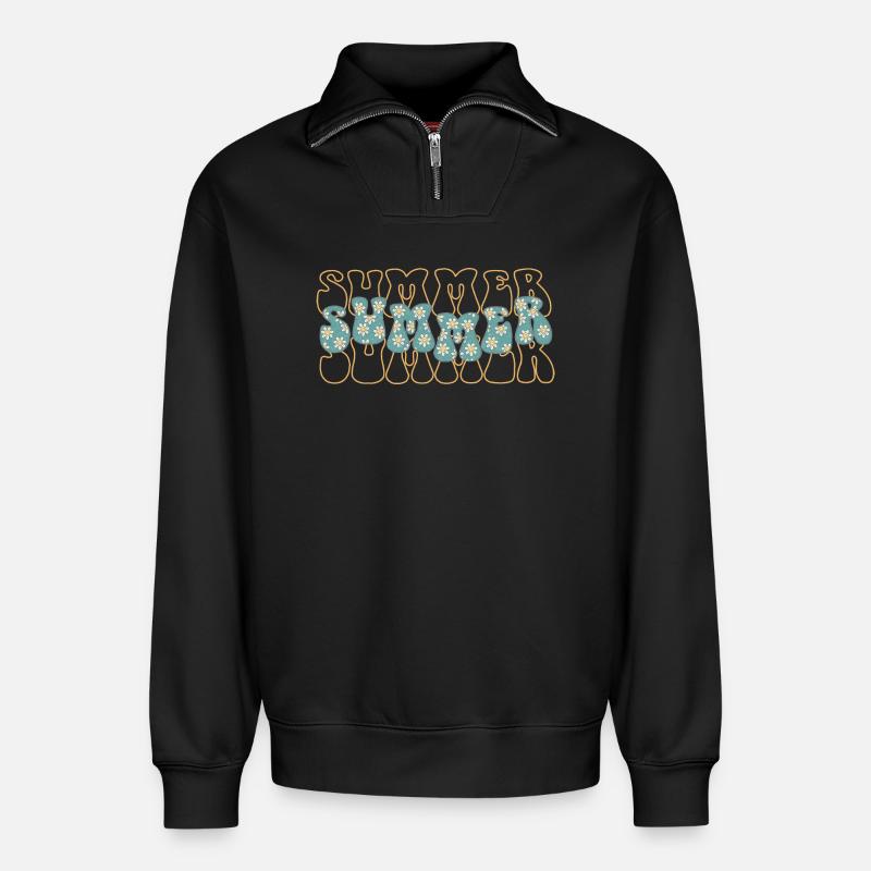 Sommer - Relaxed Unisex Organic Half Zip Sweatshirt – von SPREAD - Schwarz