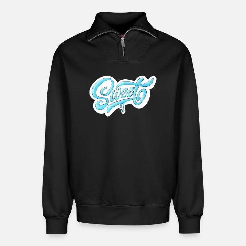 Kalt süß Drehbuch-Design - Relaxed Unisex Organic Half Zip Sweatshirt – von SPREAD - Schwarz