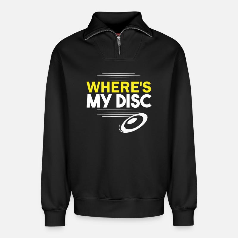 Où est mon disque ? - Sweat unisexe décontracté en coton biologique à demi-zip – de SPREAD - noir