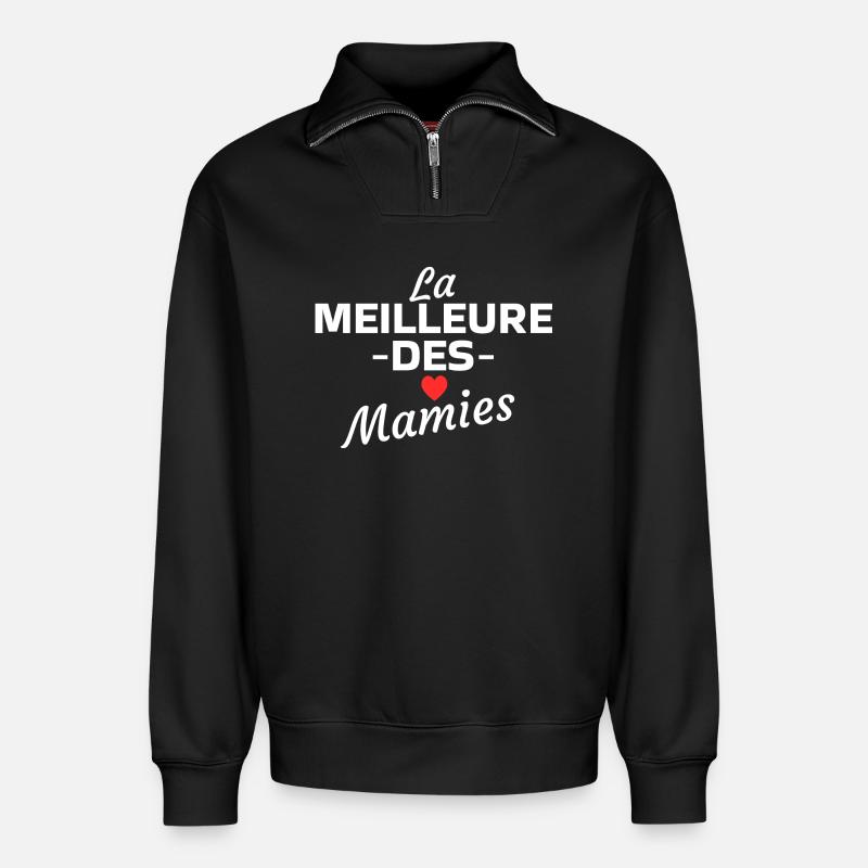Das Beste unter den Omas - Relaxed Unisex Organic Half Zip Sweatshirt – von SPREAD - Schwarz