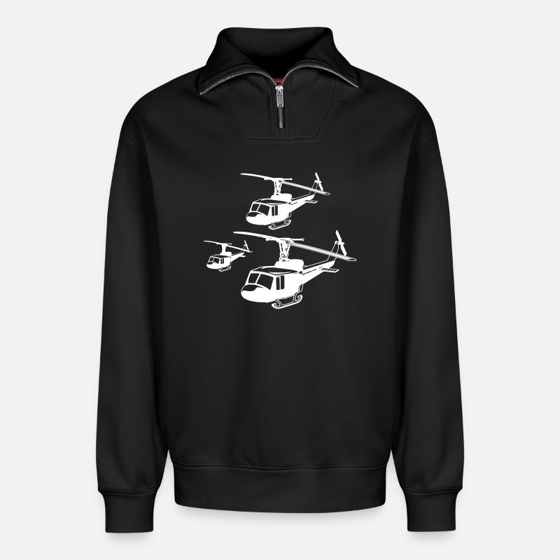 Hubschrauber - Relaxed Unisex Organic Half Zip Sweatshirt – von SPREAD - Schwarz
