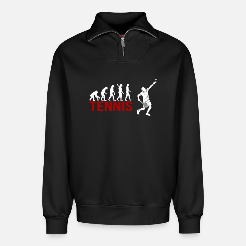 Evolution Tennis - Relaxed Unisex Organic Half Zip Sweatshirt – von SPREAD - Schwarz