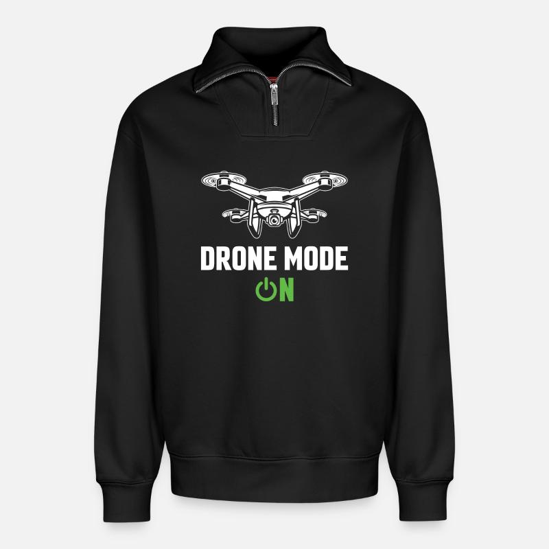 Drohnen-Modus Ein - Relaxed Unisex Organic Half Zip Sweatshirt – von SPREAD - Schwarz