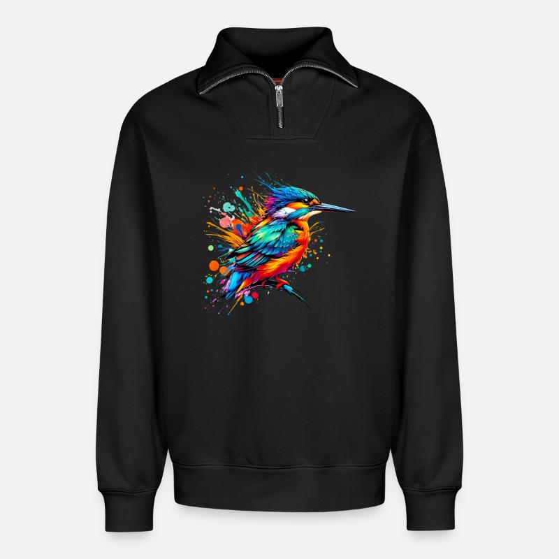 Eisvogel - Relaxed Unisex Organic Half Zip Sweatshirt – von SPREAD - Schwarz