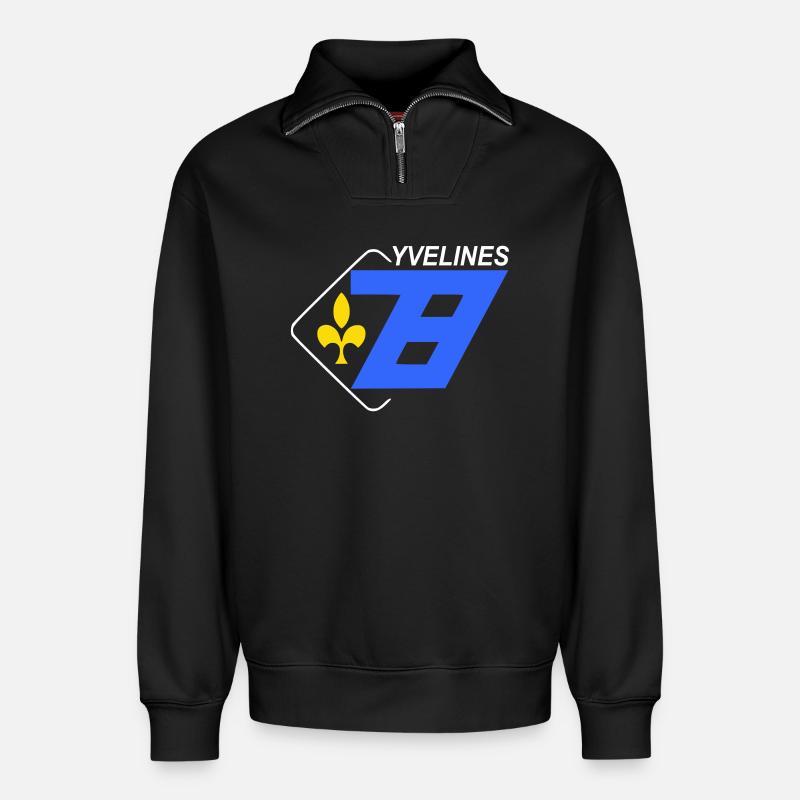 Yvelines - Sweat unisexe décontracté en coton biologique à demi-zip – de SPREAD - noir