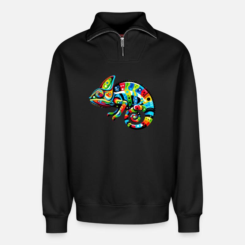 Chamäleon - Relaxed Unisex Organic Half Zip Sweatshirt – von SPREAD - Schwarz