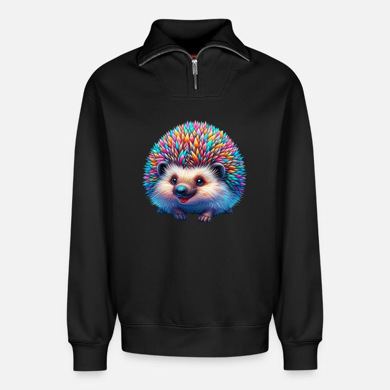Igel - Relaxed Unisex Organic Half Zip Sweatshirt – von SPREAD - Schwarz