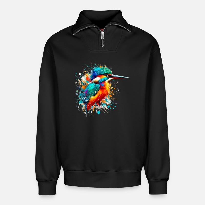 Eisvogel - Relaxed Unisex Organic Half Zip Sweatshirt – von SPREAD - Schwarz