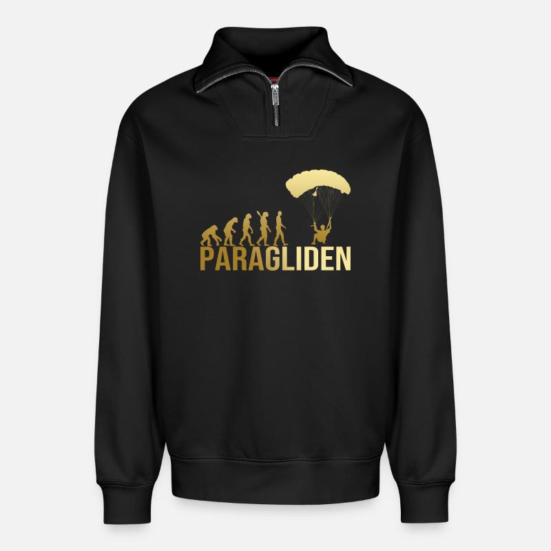 Evolution Paragliden - Relaxed Unisex Organic Half Zip Sweatshirt – von SPREAD - Schwarz