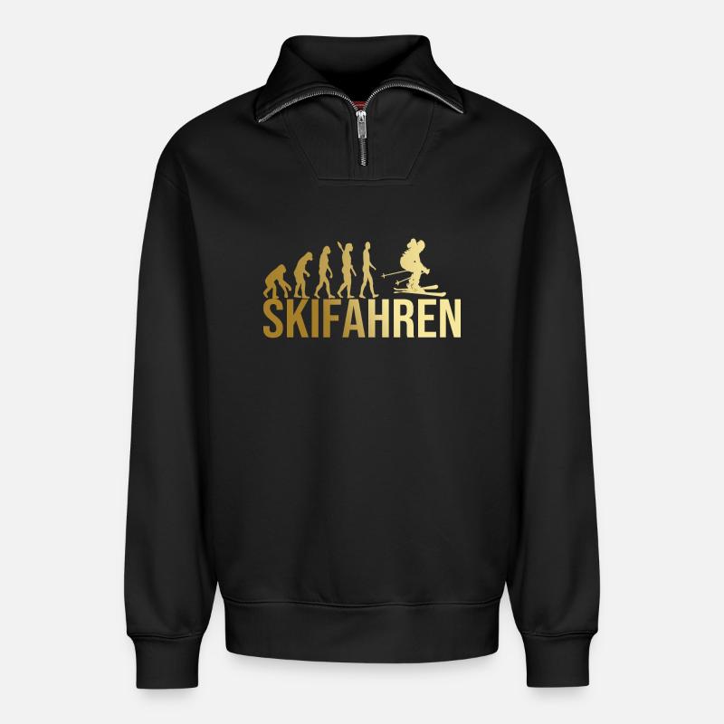Evolution Skifahren - Relaxed Unisex Organic Half Zip Sweatshirt – von SPREAD - Schwarz