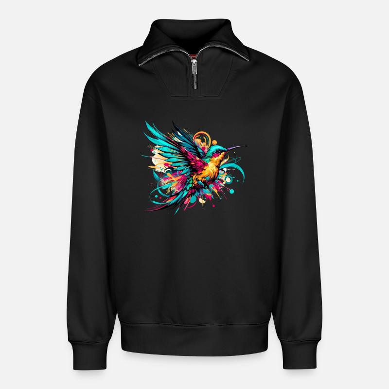 Kolibri - Relaxed Unisex Organic Half Zip Sweatshirt – von SPREAD - Schwarz