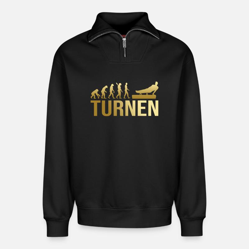 Evolution Turnen - Relaxed Unisex Organic Half Zip Sweatshirt – von SPREAD - Schwarz