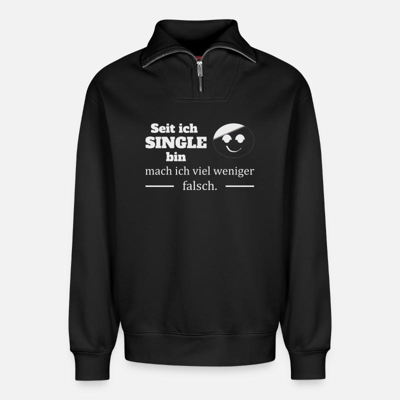 Single :-) - Relaxed Unisex Organic Half Zip Sweatshirt – von SPREAD - Schwarz