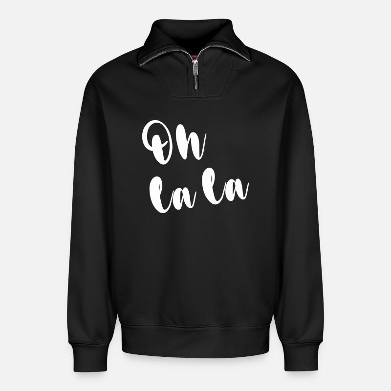 OH LA LA - Relaxed Unisex Organic Half Zip Sweatshirt – von SPREAD - Schwarz
