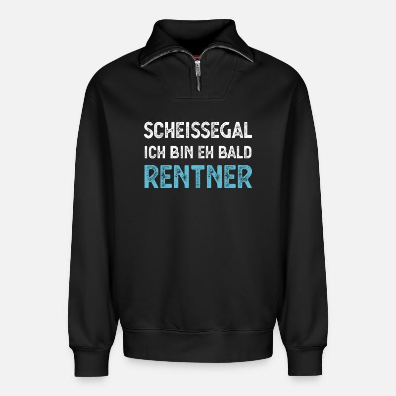 Rentner Ruhestand - Relaxed Unisex Organic Half Zip Sweatshirt – von SPREAD - Schwarz