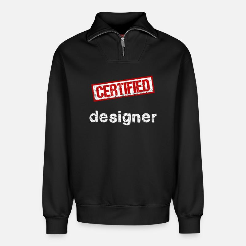 Designer - Relaxed Unisex Organic Half Zip Sweatshirt – von SPREAD - Schwarz