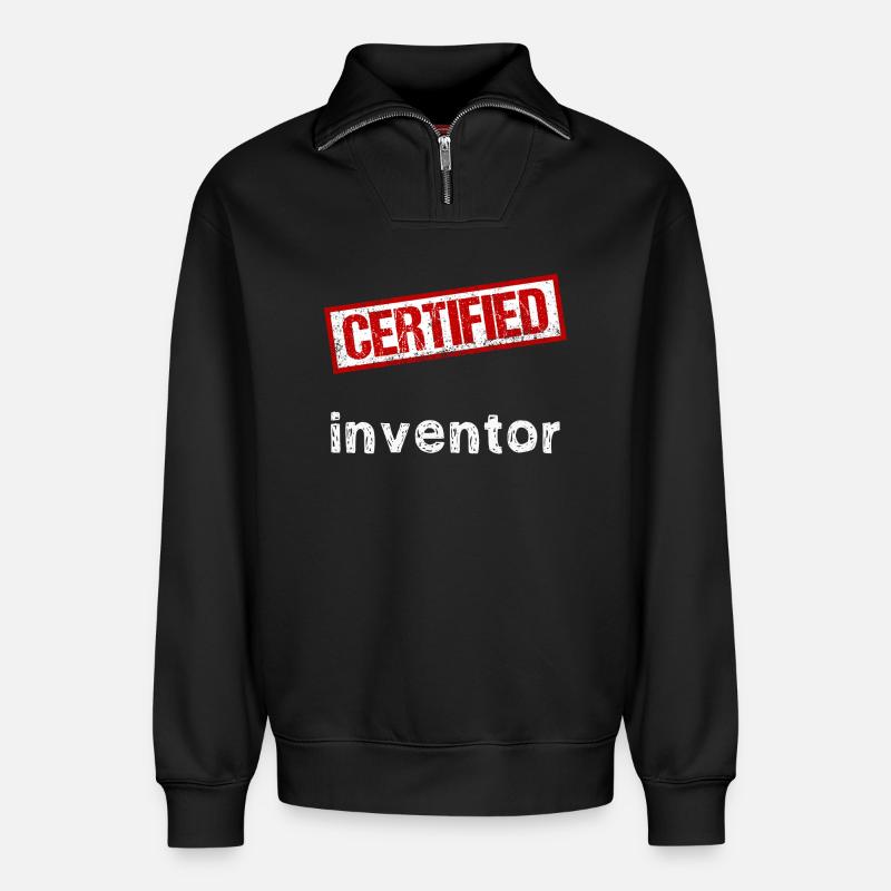 Erfinder - Relaxed Unisex Organic Half Zip Sweatshirt – von SPREAD - Schwarz