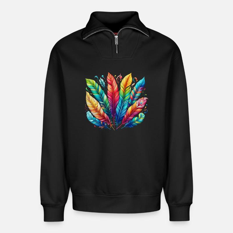 Feder Federstift Kugelschreiber - Relaxed Unisex Organic Half Zip Sweatshirt – von SPREAD - Schwarz
