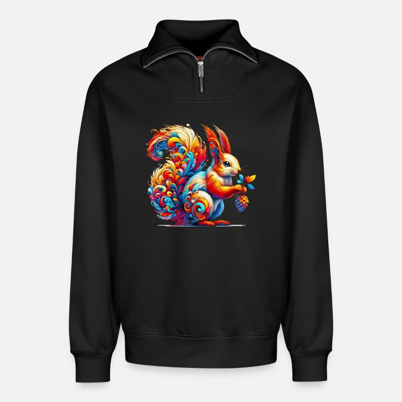 Eichhörnchen - Relaxed Unisex Organic Half Zip Sweatshirt – von SPREAD - Schwarz