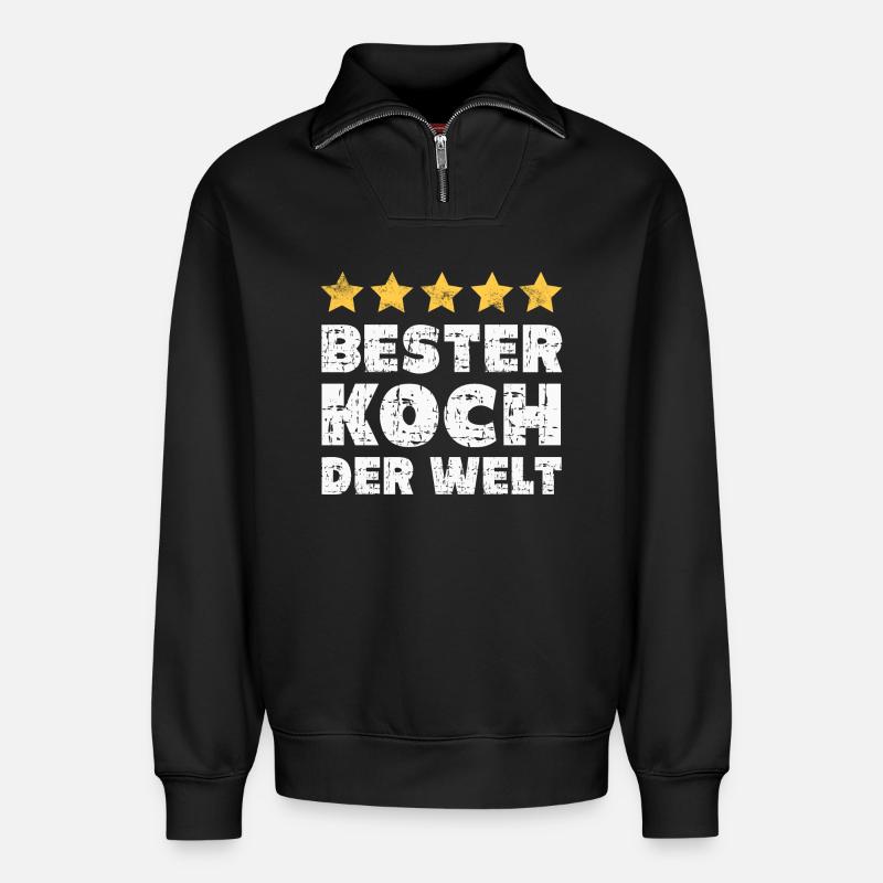 Koch - Relaxed Unisex Organic Half Zip Sweatshirt – von SPREAD - Schwarz