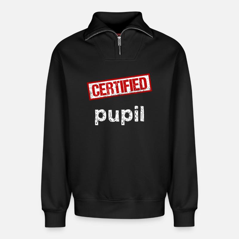 Pupil - Relaxed Unisex Organic Half Zip Sweatshirt – by SPREAD - black