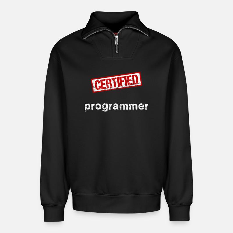 Programmeur - Sweat unisexe décontracté en coton biologique à demi-zip – de SPREAD - noir