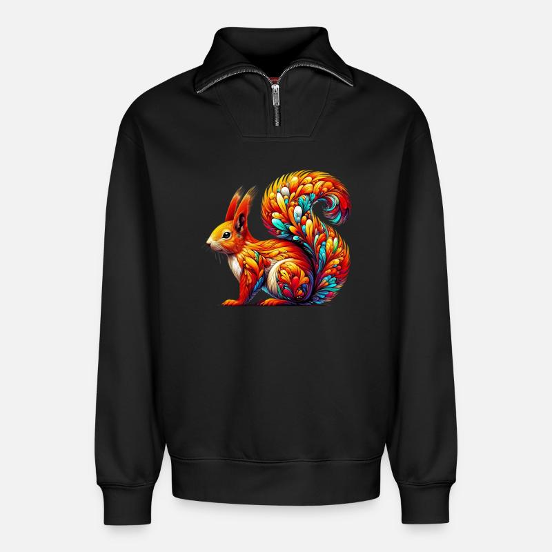 Eichhörnchen - Relaxed Unisex Organic Half Zip Sweatshirt – von SPREAD - Schwarz