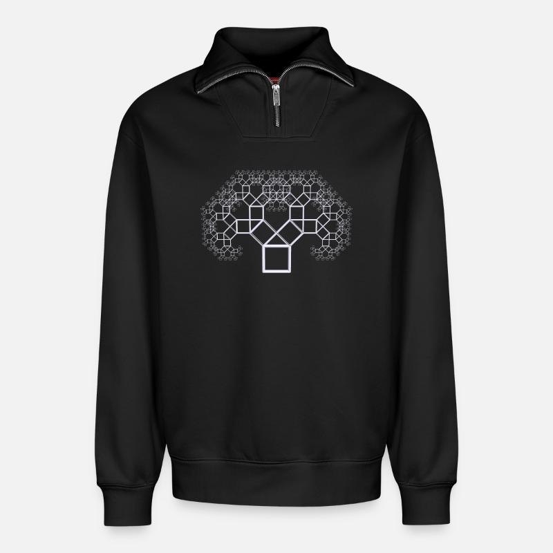 Pythagorasbaum weiss - Relaxed Unisex Organic Half Zip Sweatshirt – von SPREAD - Schwarz