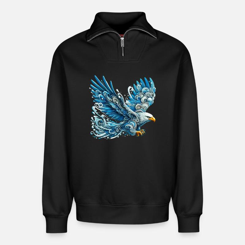 Eagle - Relaxed Unisex Organic Half Zip Sweatshirt – by SPREAD - black