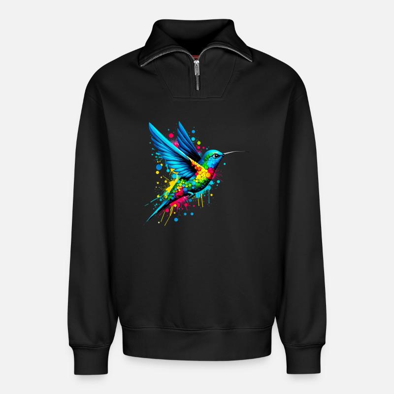 Kolibri - Relaxed Unisex Organic Half Zip Sweatshirt – von SPREAD - Schwarz