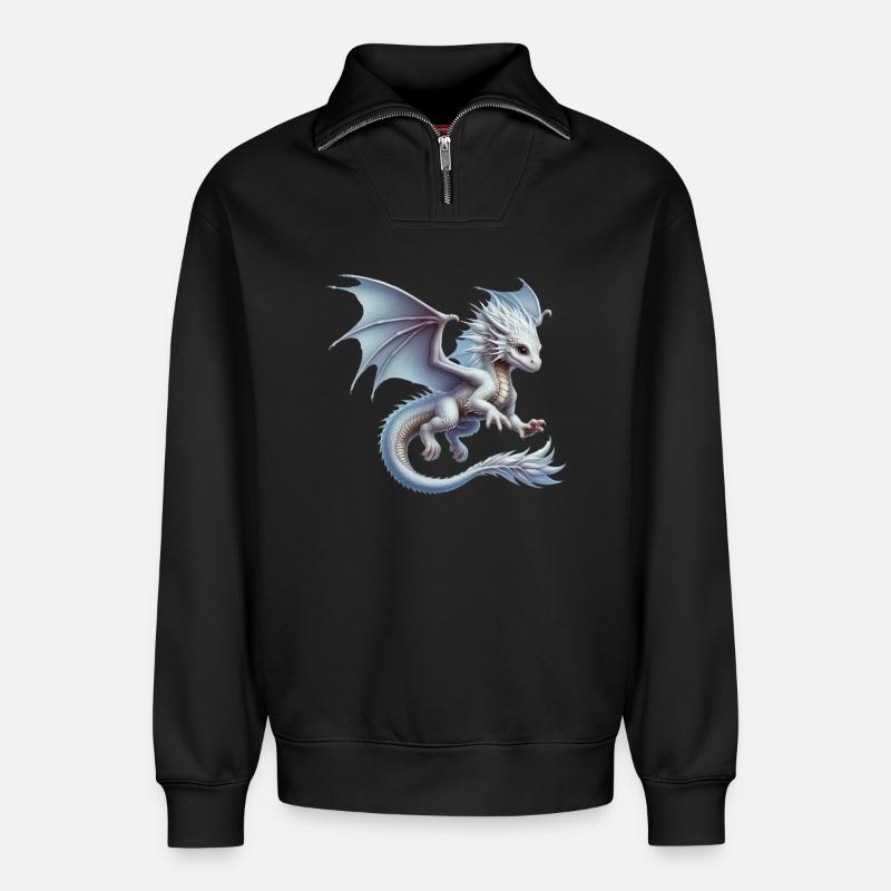 Drache - Relaxed Unisex Organic Half Zip Sweatshirt – von SPREAD - Schwarz