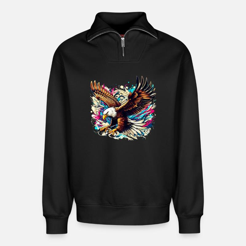 Aigle - Sweat unisexe décontracté en coton biologique à demi-zip – de SPREAD - noir