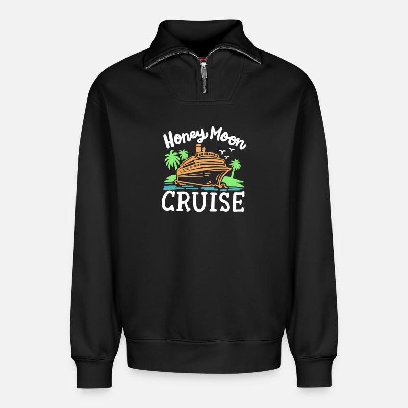 Flitterwochen Kreuzfahrt Urlaub - Relaxed Unisex Organic Half Zip Sweatshirt – von SPREAD - Schwarz