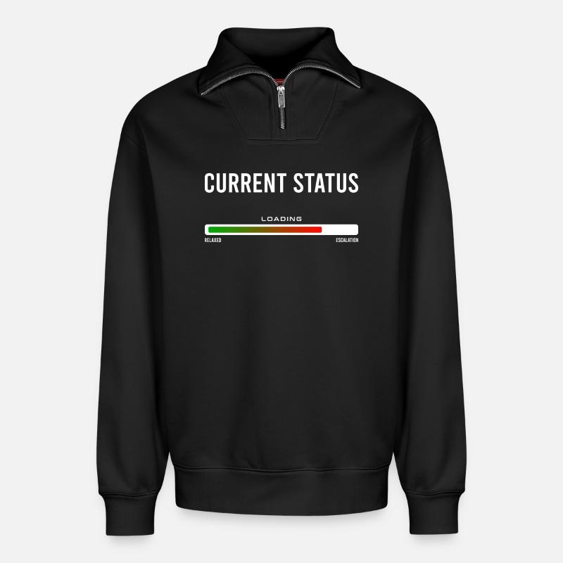 Current Status - Relaxed Unisex Organic Half Zip Sweatshirt – von SPREAD - Schwarz