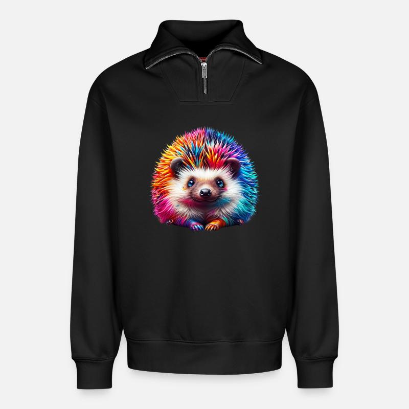Igel - Relaxed Unisex Organic Half Zip Sweatshirt – von SPREAD - Schwarz