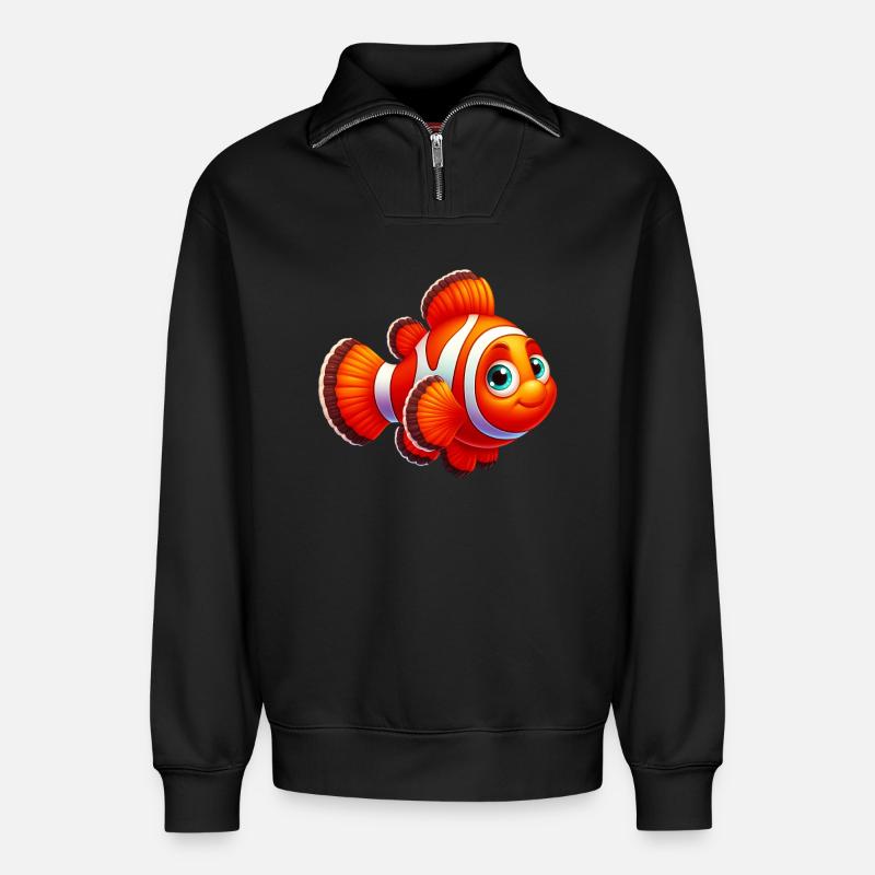 Clownfische - Relaxed Unisex Organic Half Zip Sweatshirt – von SPREAD - Schwarz