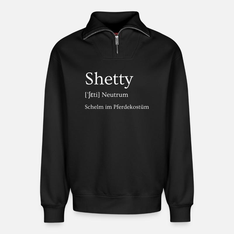 Shetty - Schelm im Pferdekostüm - Relaxed Unisex Organic Half Zip Sweatshirt – von SPREAD - Schwarz