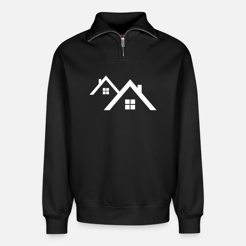 Toit - Sweat unisexe décontracté en coton biologique à demi-zip – de SPREAD - noir