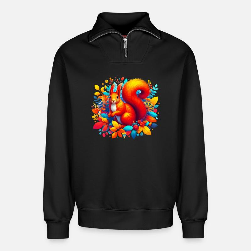 Eichhörnchen - Relaxed Unisex Organic Half Zip Sweatshirt – von SPREAD - Schwarz