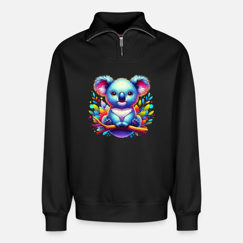 Koala - Sweat unisexe décontracté en coton biologique à demi-zip – de SPREAD - noir